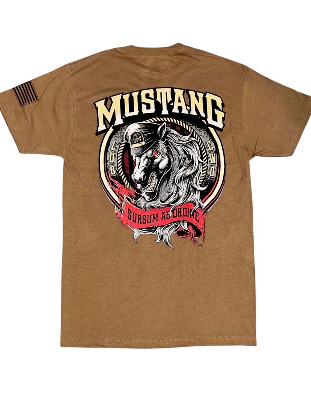 The Navy Mustang LDO/ CWO T-Shirt. Size XL. Color: Coyote Brown. - Picture 2 of 3